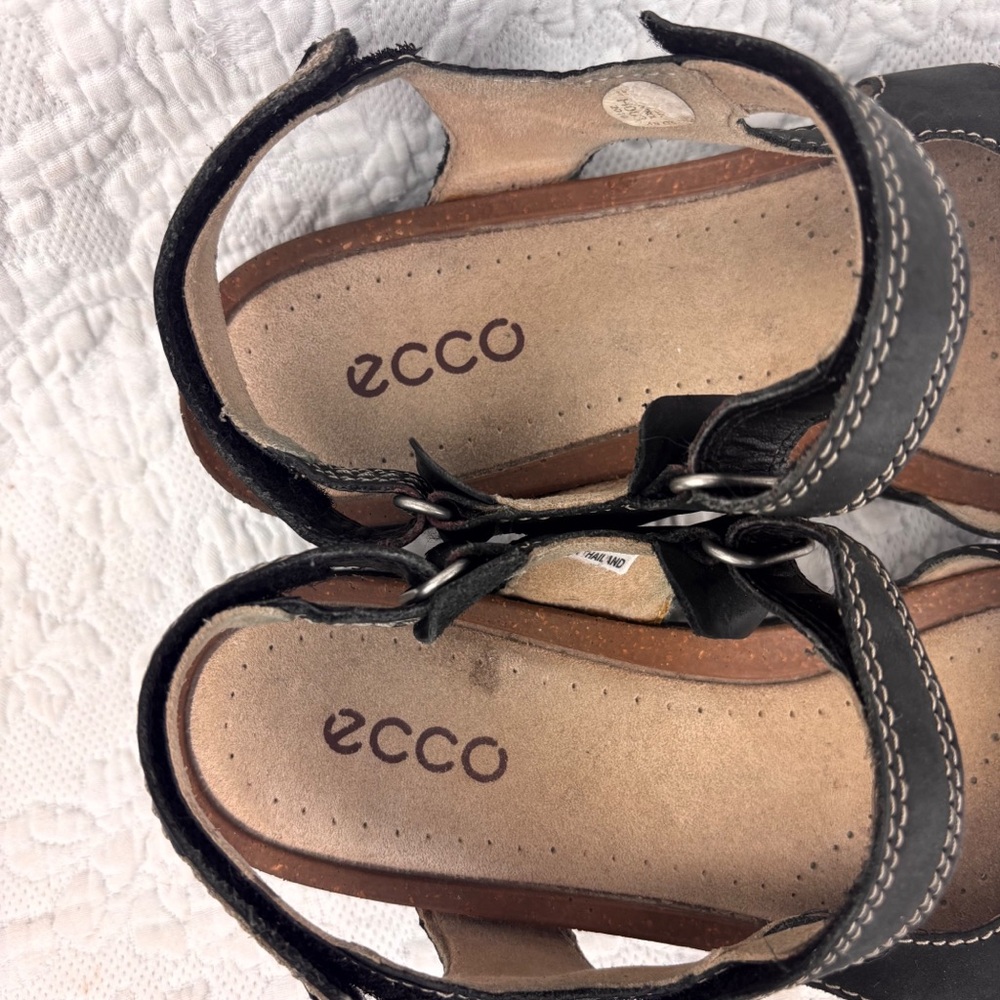 ECCO Shock Point Leather Comfort Sandals Shoes Cork Adjustable Straps EU 39 - Picture 4 of 7